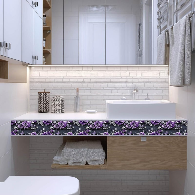 IVN Wallpaper Border Peel and Stick Wall Floral Decorative Wall Trim Self Adhesive Border for Walls Mirror Frame Accent Strip for Bedroom Kitchen LivingRoom 4x196 Inch - Image 2